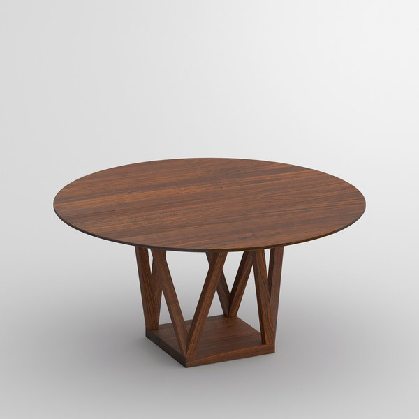 Round Designer Table CREO cam1 custom made in solid wood by vitamin design