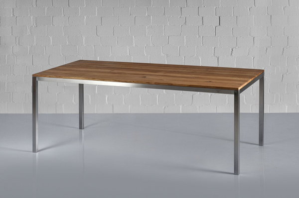 Stainless Steel Wooden Table NOJUS 1 custom made in solid wood by vitamin design