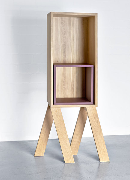 Linoleum Shelf Element WURFEL 0091a custom made in solid wood by vitamin design