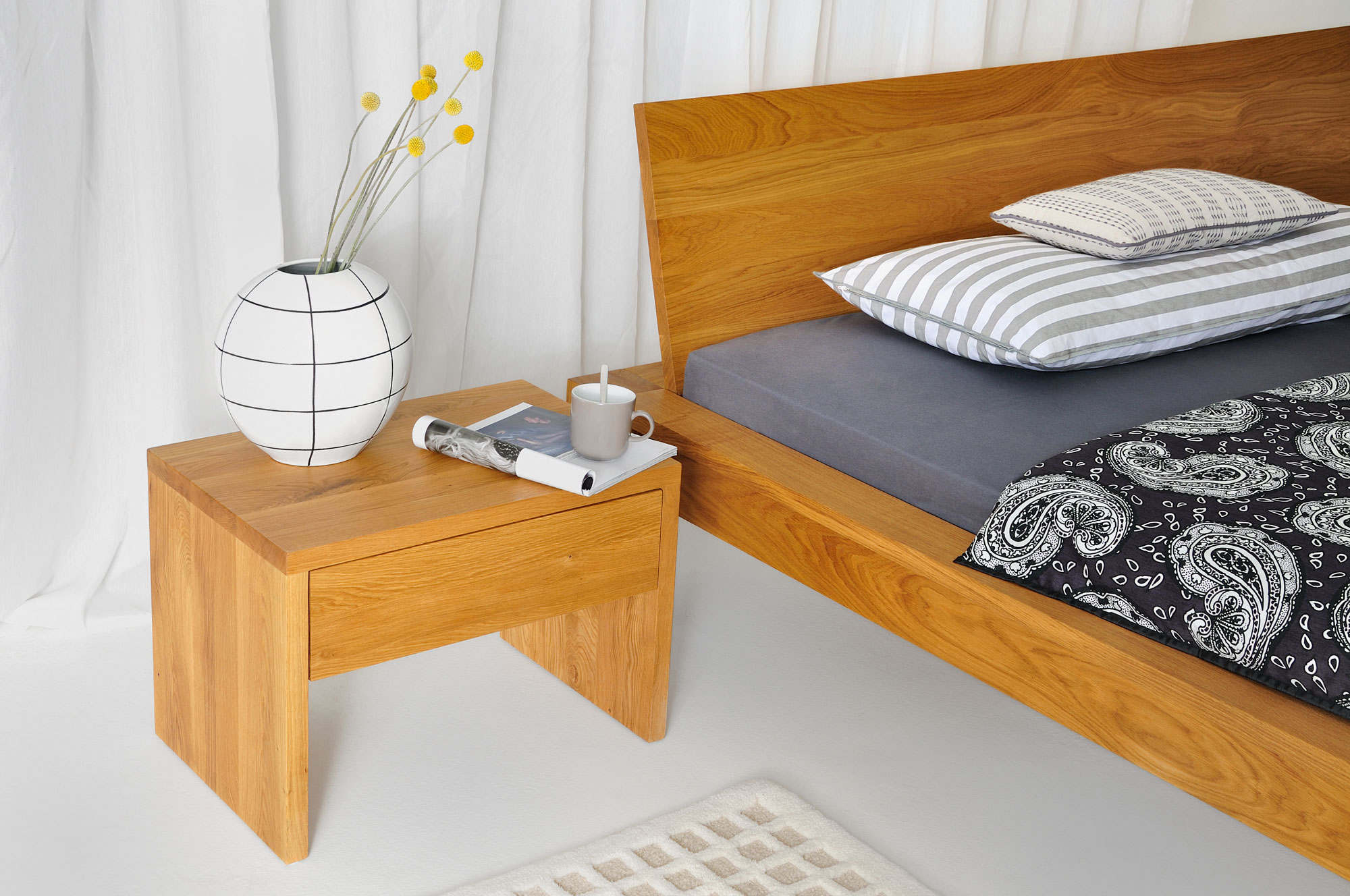 Rustic Oak Bed TAURUS 6328 custom made in solid wood by vitamin design