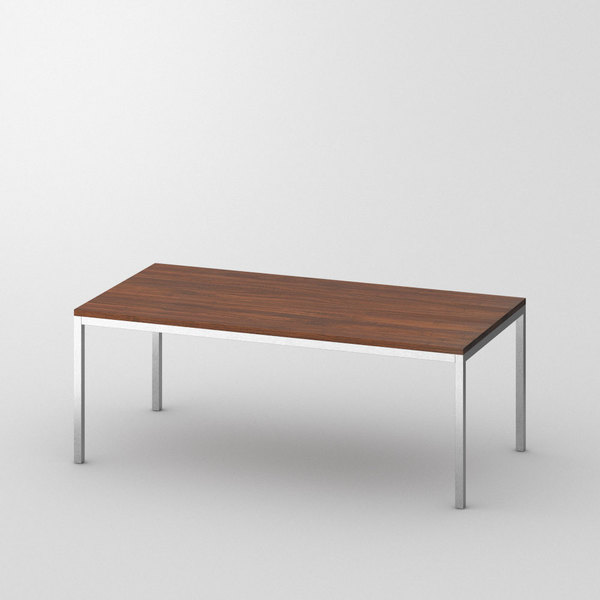 Stainless Steel Wooden Table NOJUS cam1 custom made in Solid American walnut, oiled by vitamin design