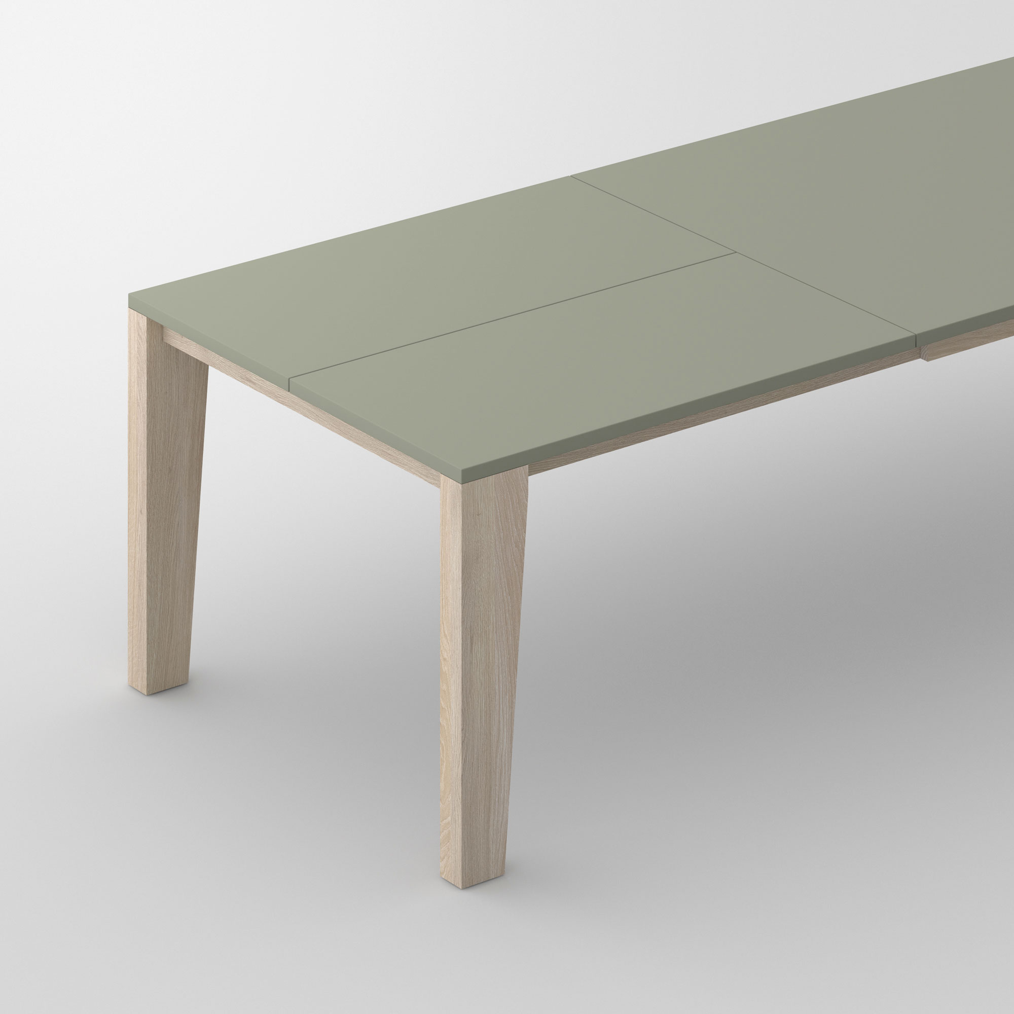 Extensible Linoleum Wood Table VARIUS BUTTERFLY LINO cam1 custom made in solid wood by vitamin design