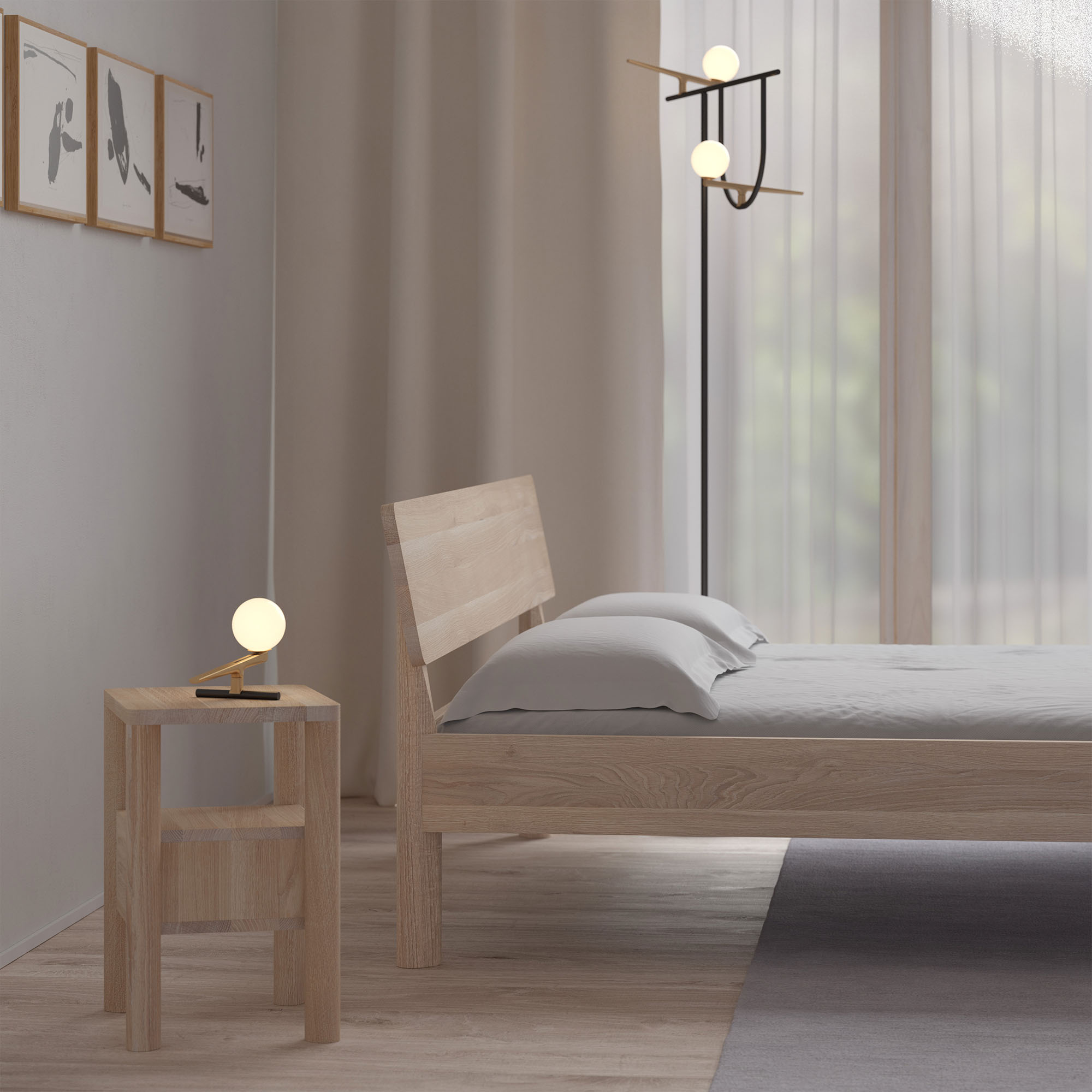 Simple elegance Bed MOLLIS cam1 custom made in solid wood by vitamin design