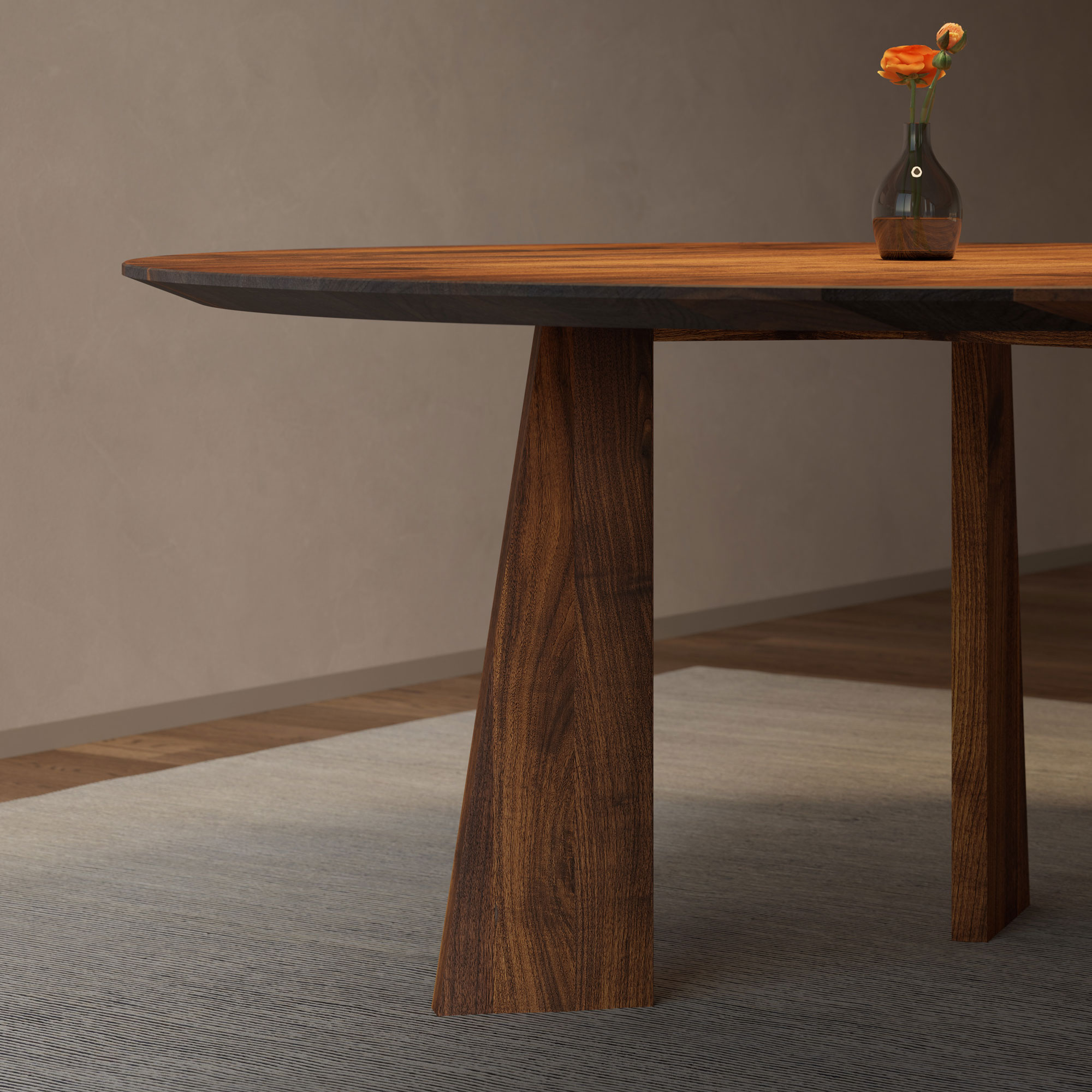 Luxury Table PYLON ROUND cam1 custom made in solid wood by vitamin design