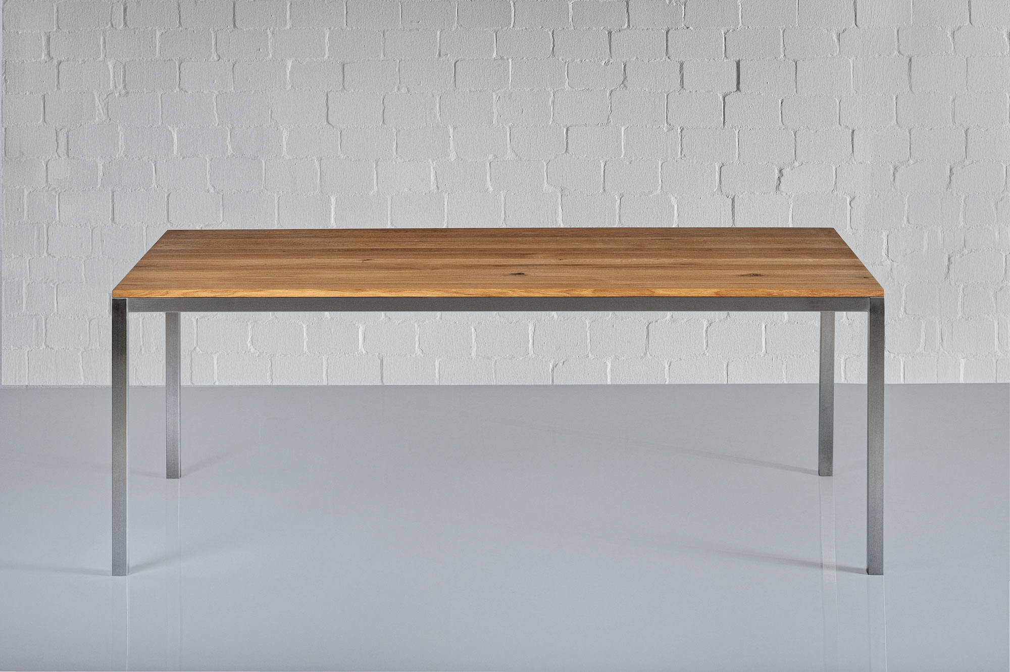 Stainless Steel Wooden Table NOJUS 1551c custom made in solid wood by vitamin design