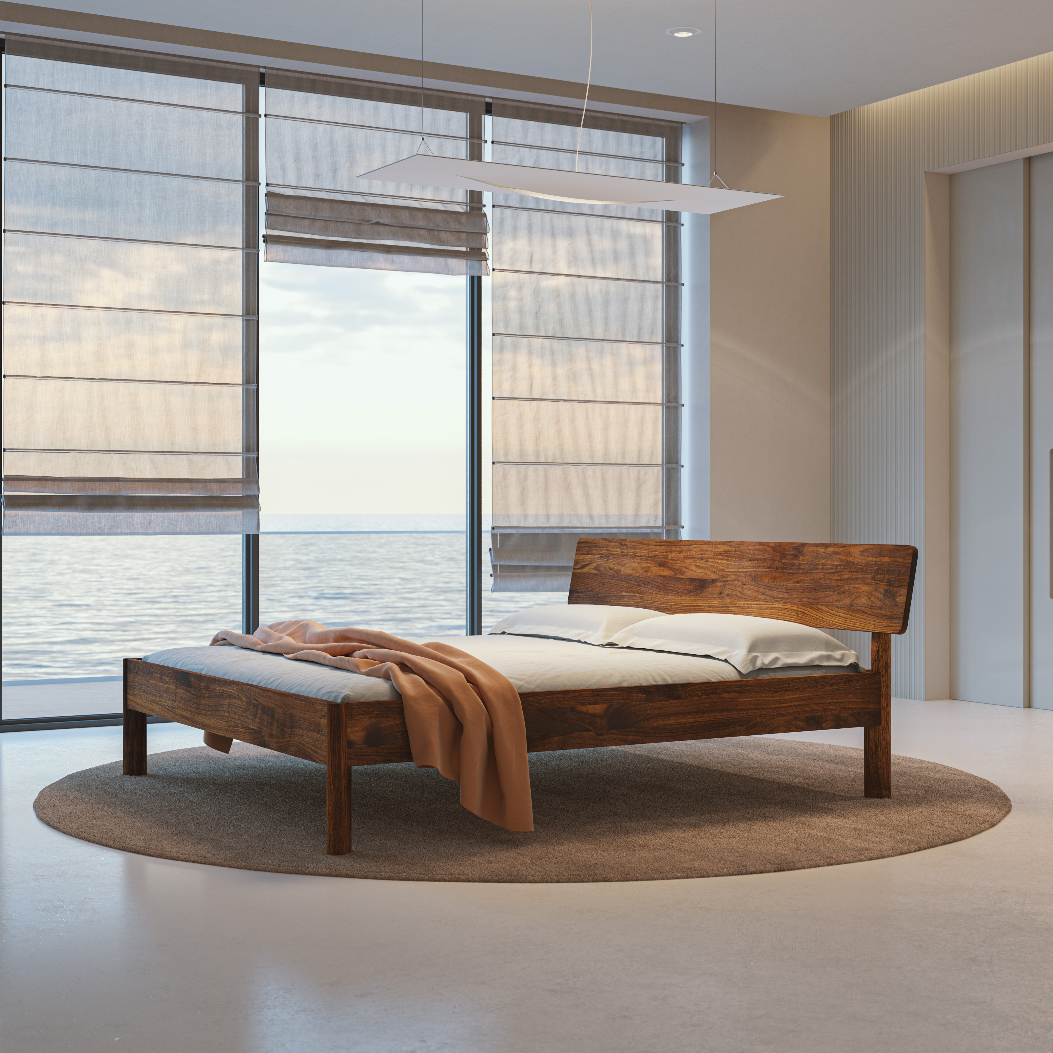 Simple elegance Bed MOLLIS cam3 custom made in solid wood by vitamin design