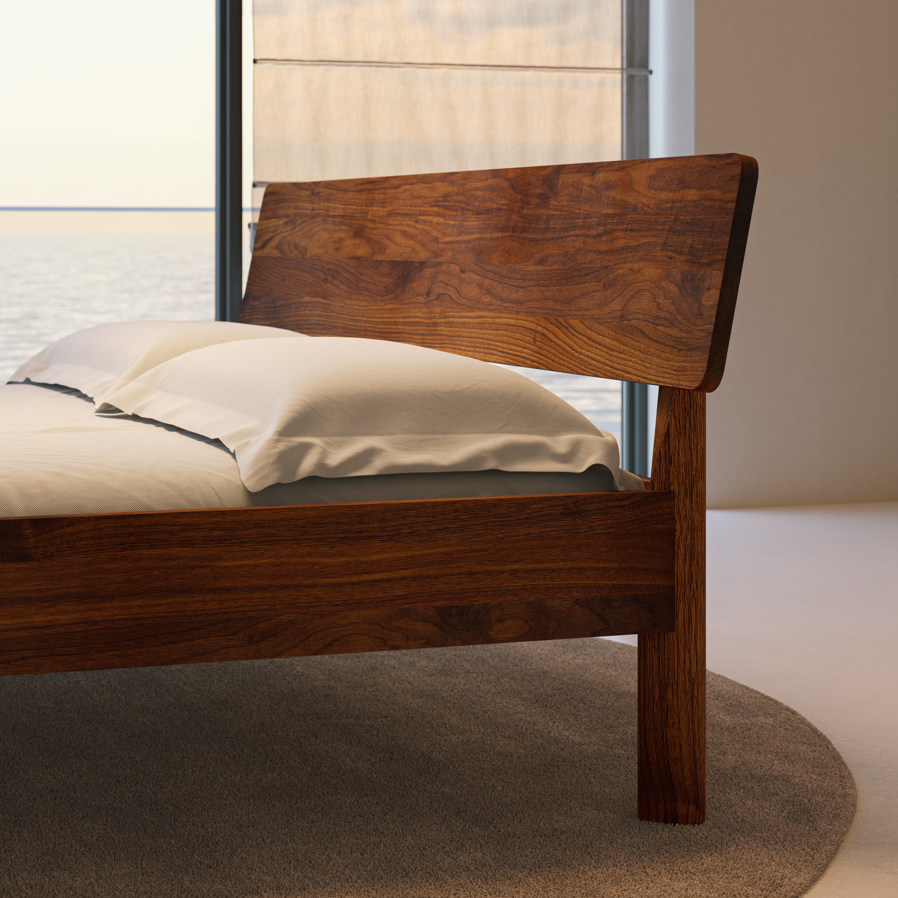 Simple elegance Bed MOLLIS cam3 custom made in solid wood by vitamin design