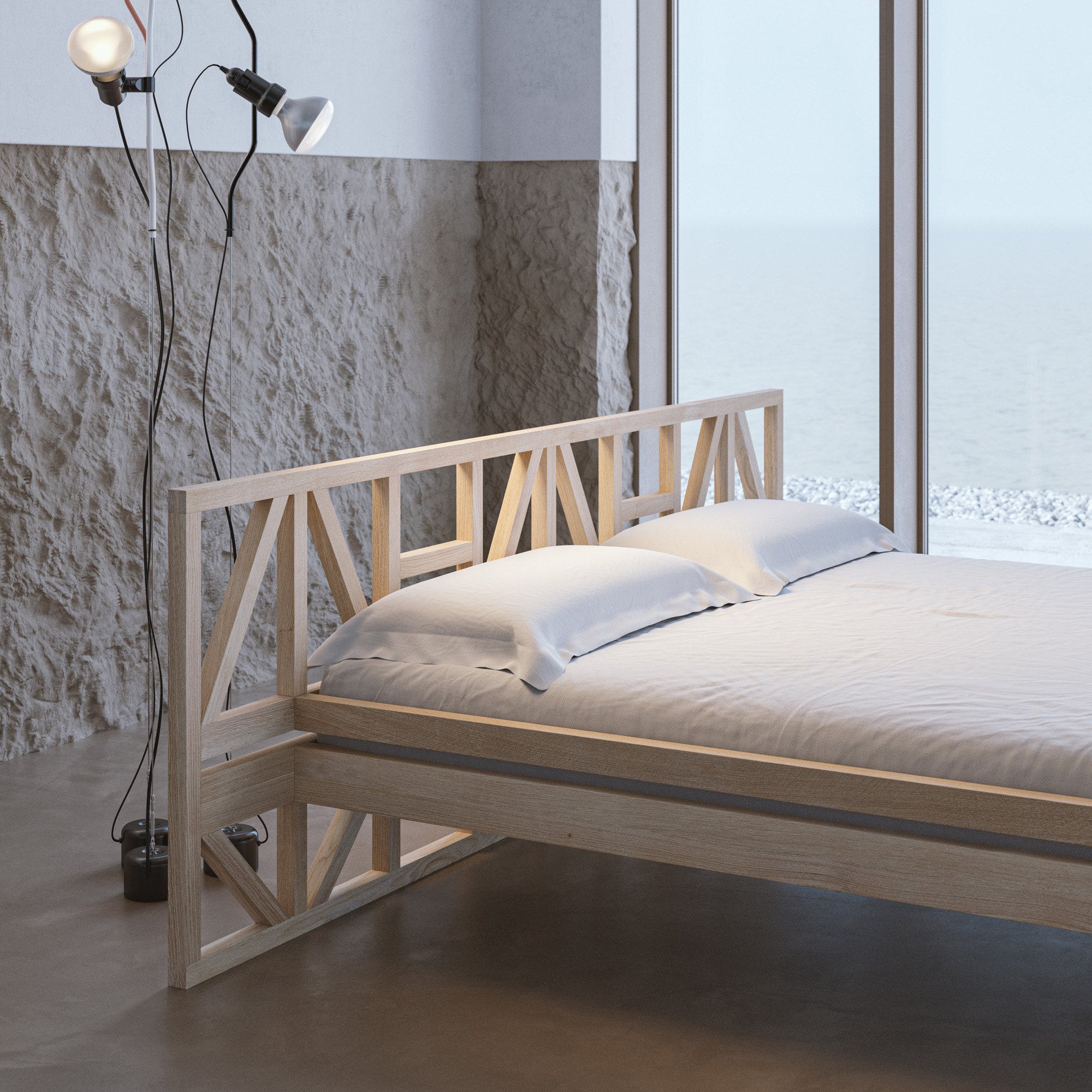 Designer Solid Wood Bed FACHWERK cam2 custom made in solid wood by vitamin design