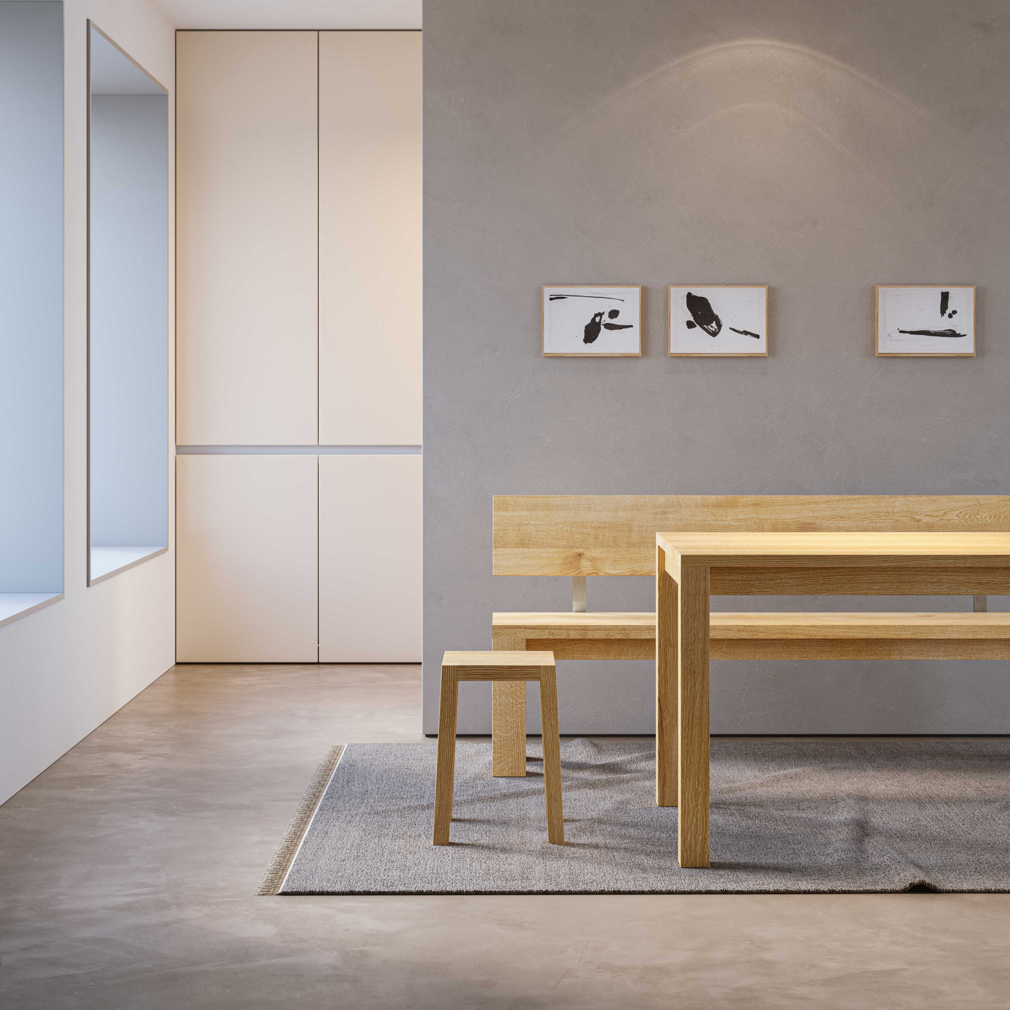 Dining Table Rustic CUBUS 3 B10X10 cam custom made in solid wood by vitamin design