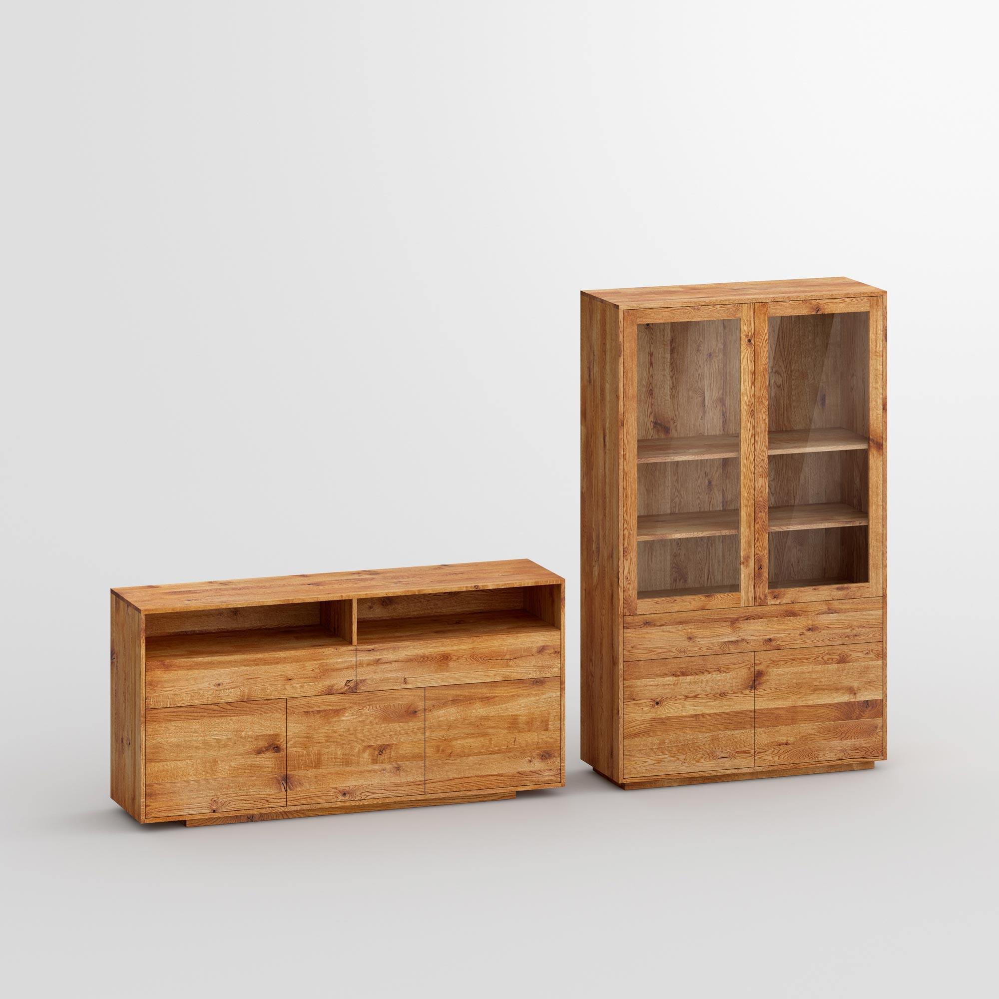 Designer Glass Cabinet Sideboard LINEA HI KARTU custom made in solid wood by vitamin design