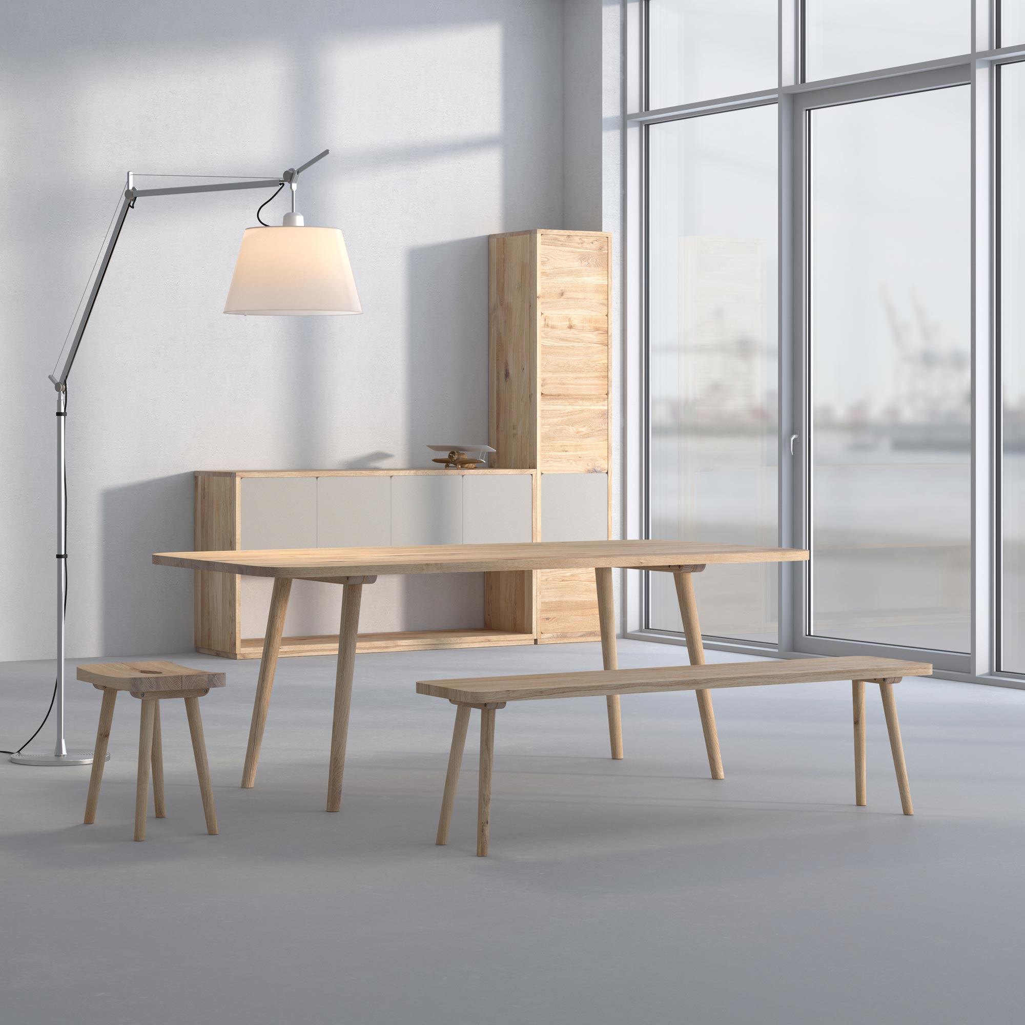 Wood Dining Table UNA cam1 custom made in solid wood by vitamin design