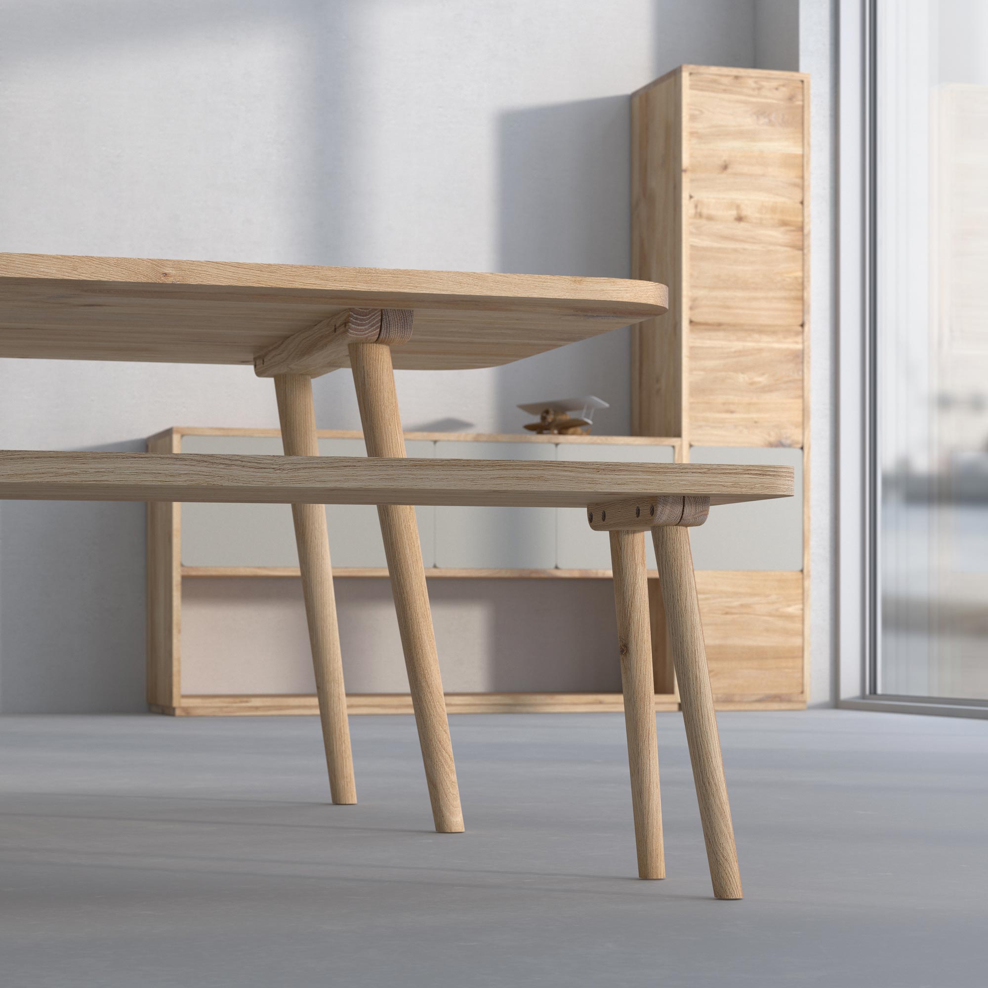 Wood Dining Table UNA cam2 custom made in solid wood by vitamin design
