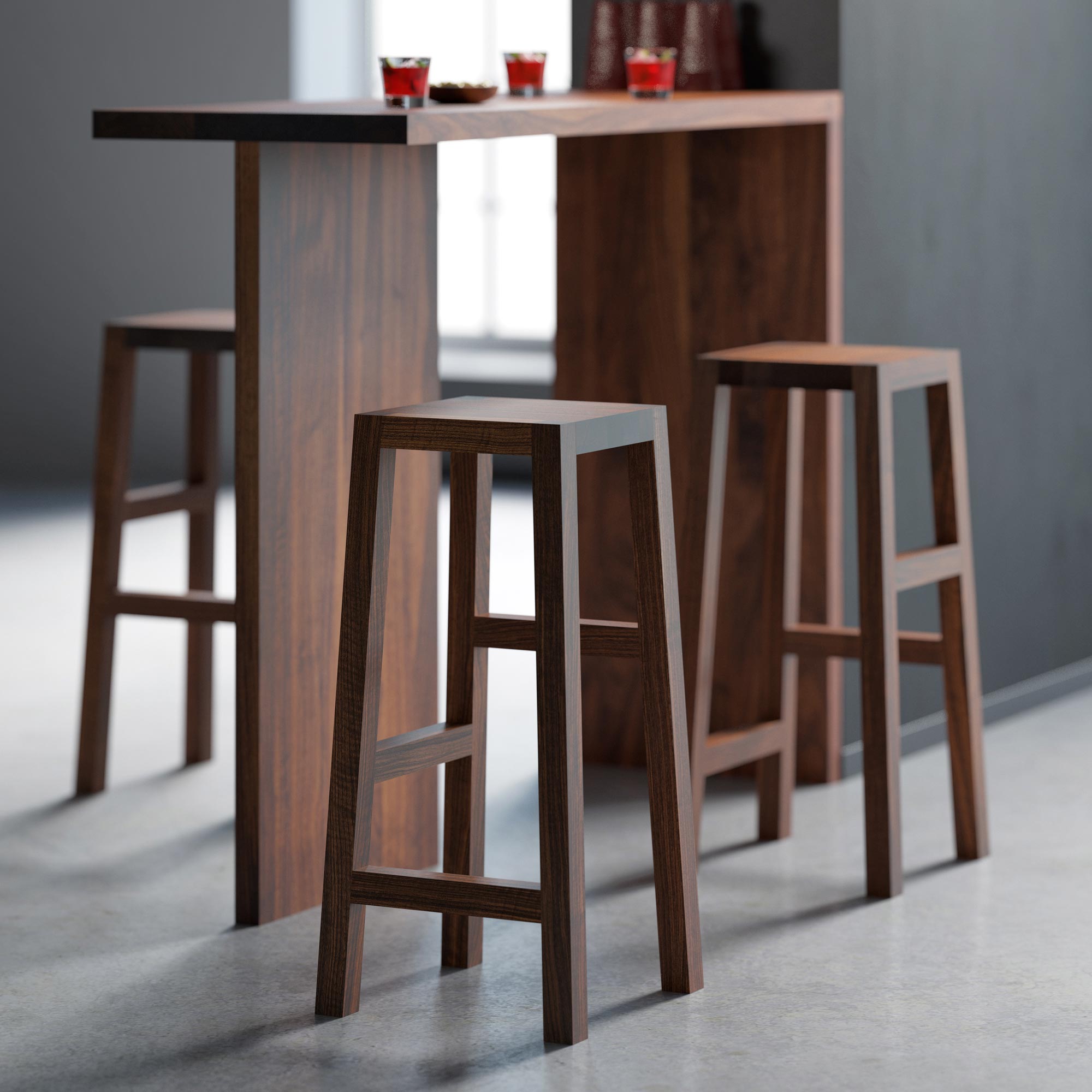 Solid Wood Stool TANTUM cam3 custom made in solid wood by vitamin design